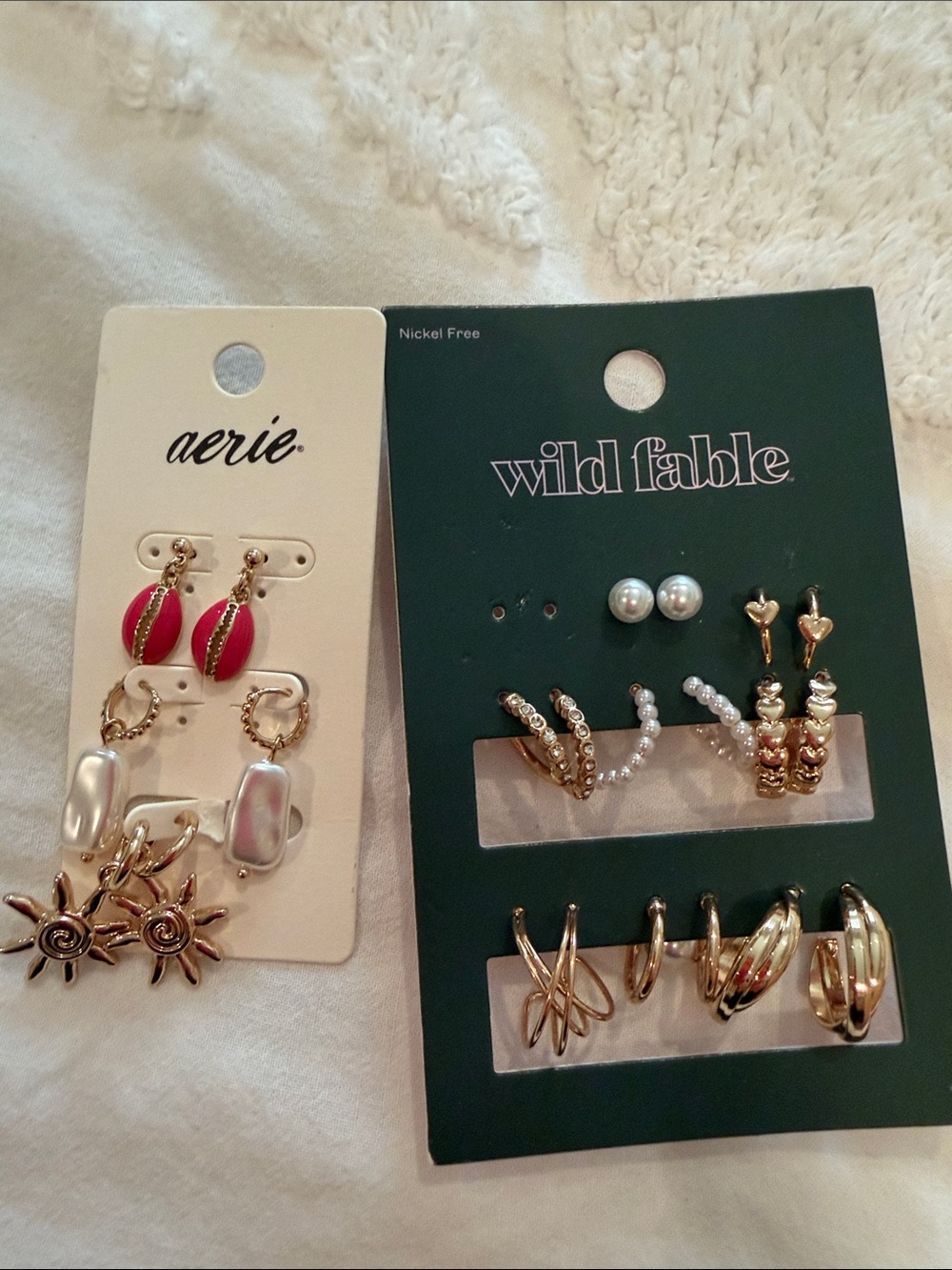 wild fable & aerie Multi-Pair Earring Set - Gold, Pink, Pearl